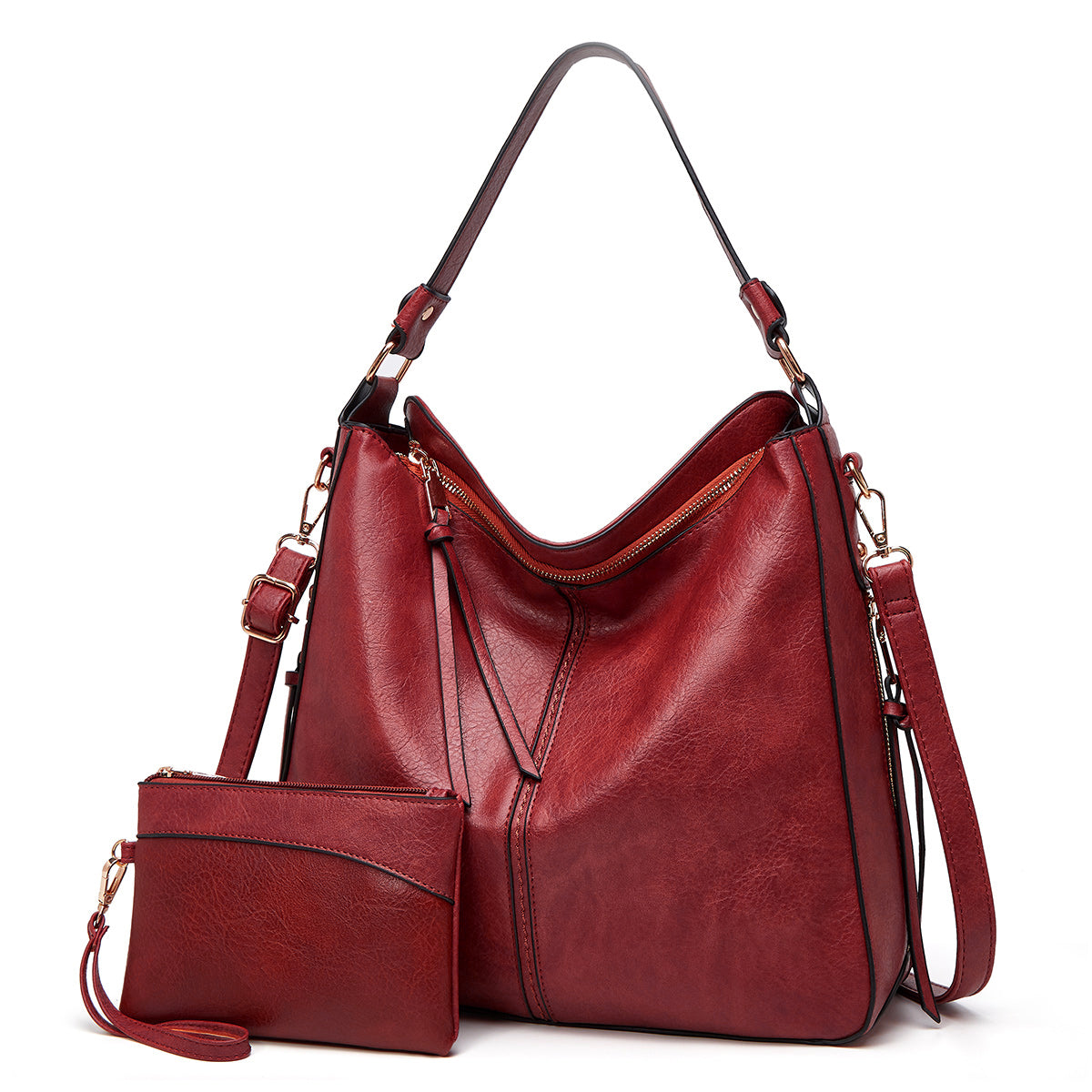 Bolso de mano de lujo de piel estilo hobo antirrobo