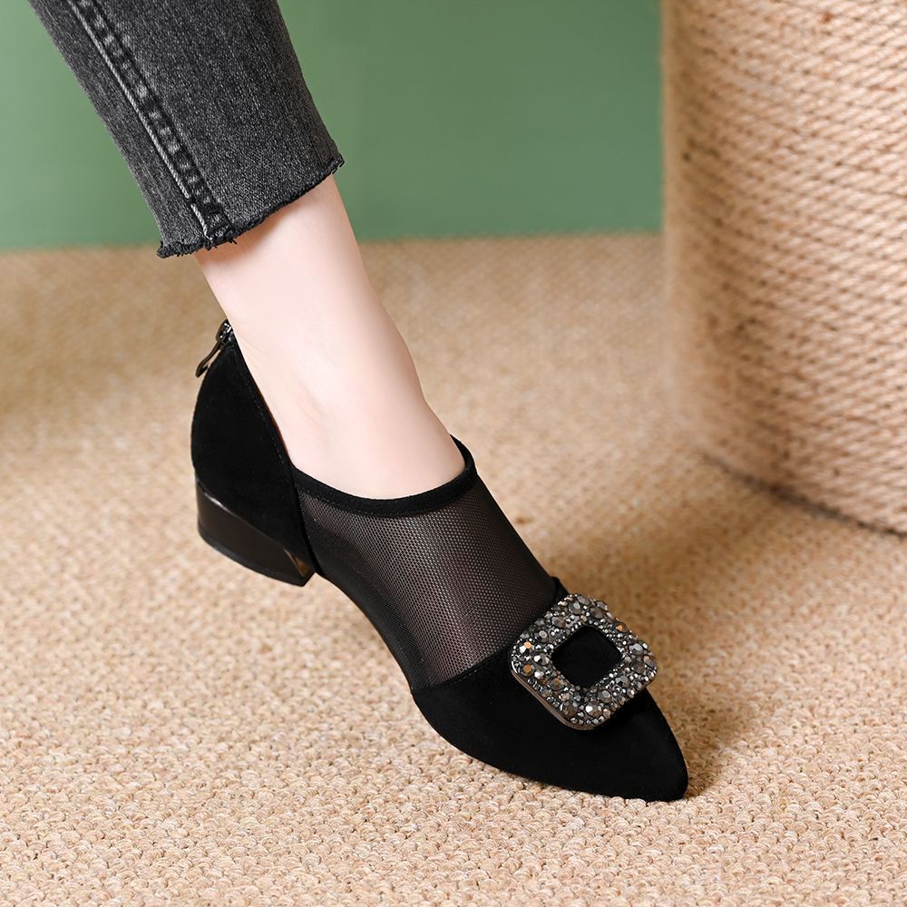 Zapatos de malla transpirable – tacón grueso