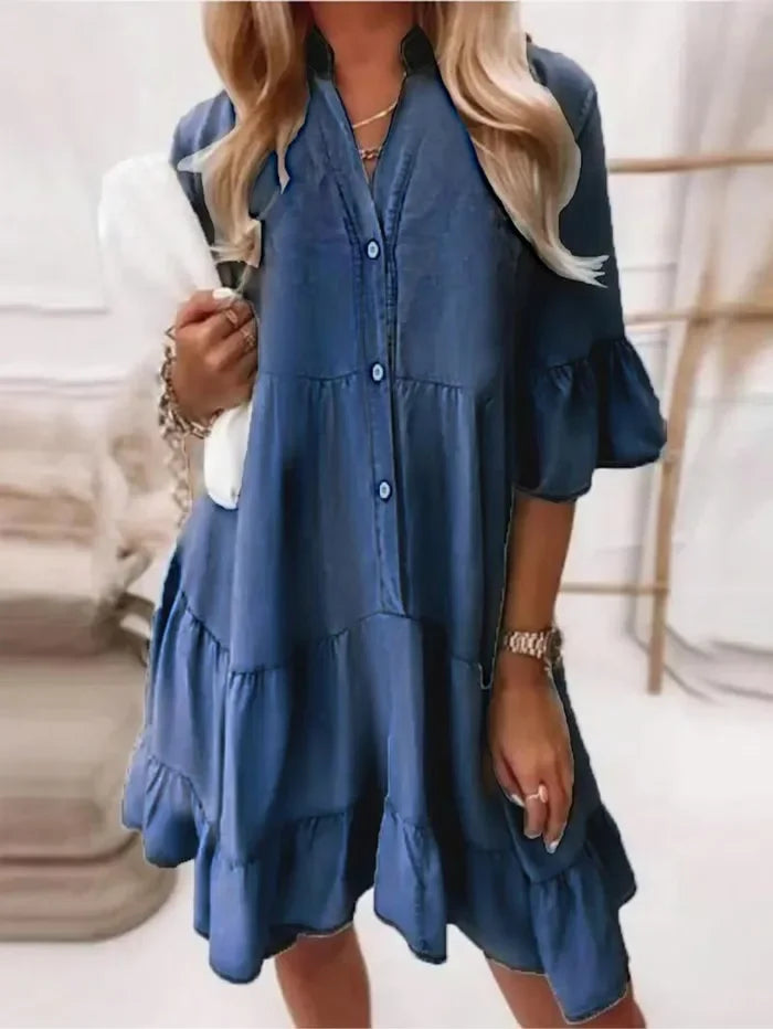 Amy | Vestito di jeans con volant
