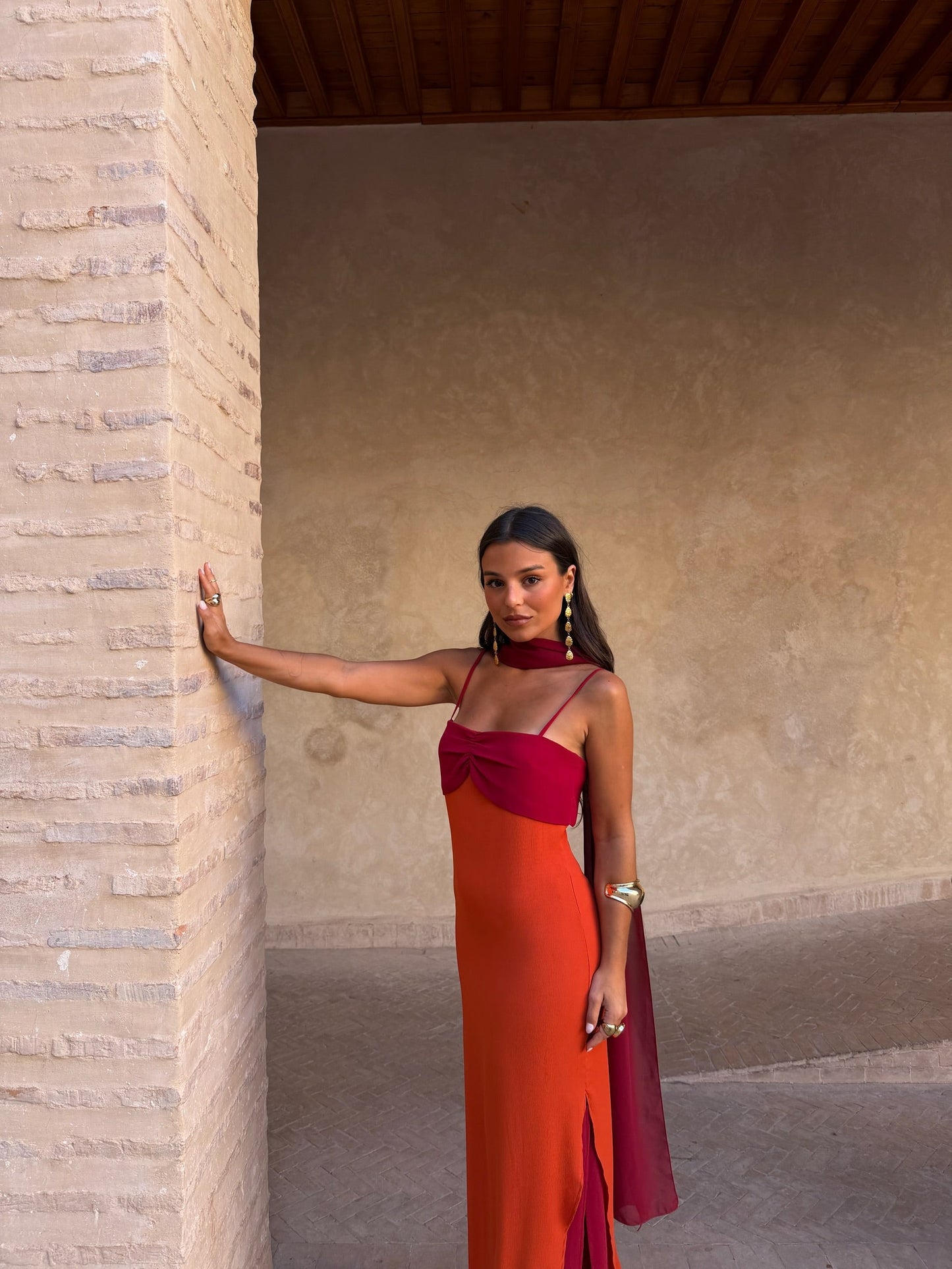 Abito Zahara in arancione e rosso