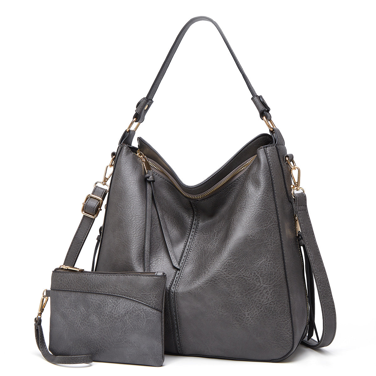 Bolso de mano de lujo de piel estilo hobo antirrobo
