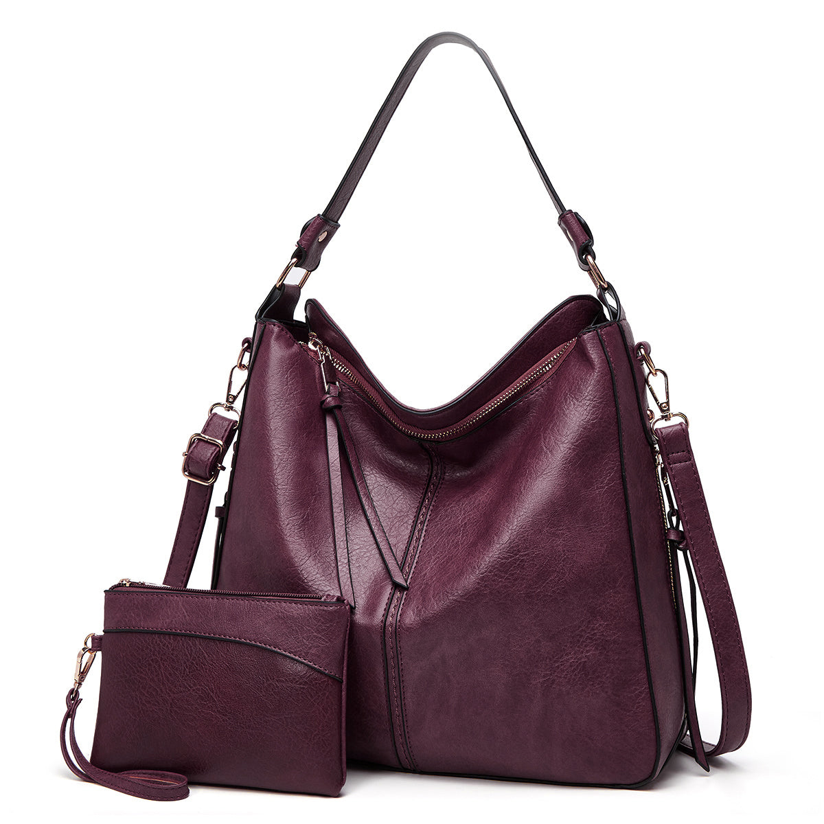 Bolso de mano de lujo de piel estilo hobo antirrobo