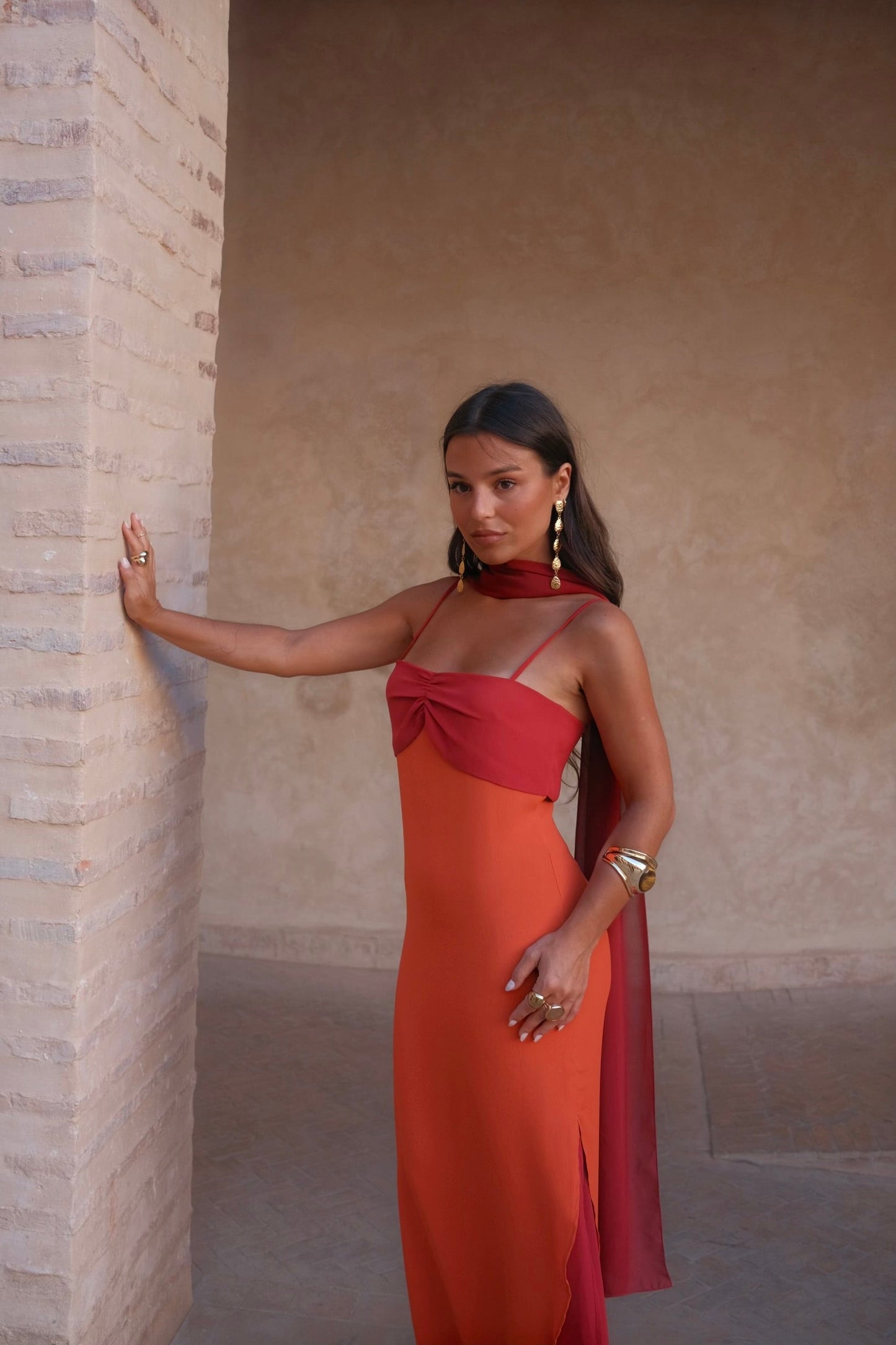 Abito Zahara in arancione e rosso
