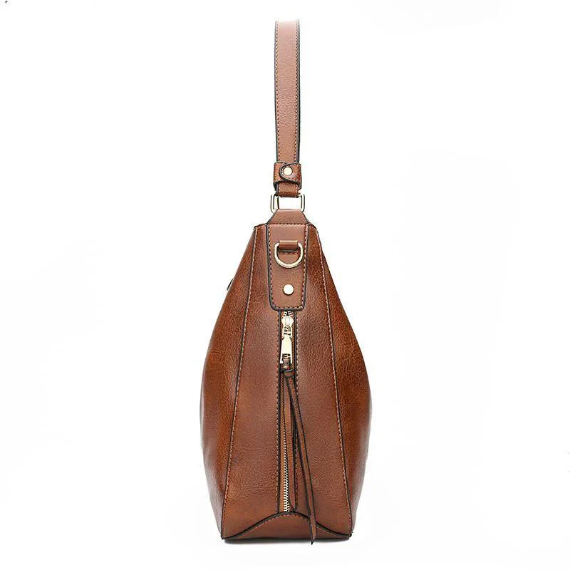 Bolso de mano de lujo de piel estilo hobo antirrobo