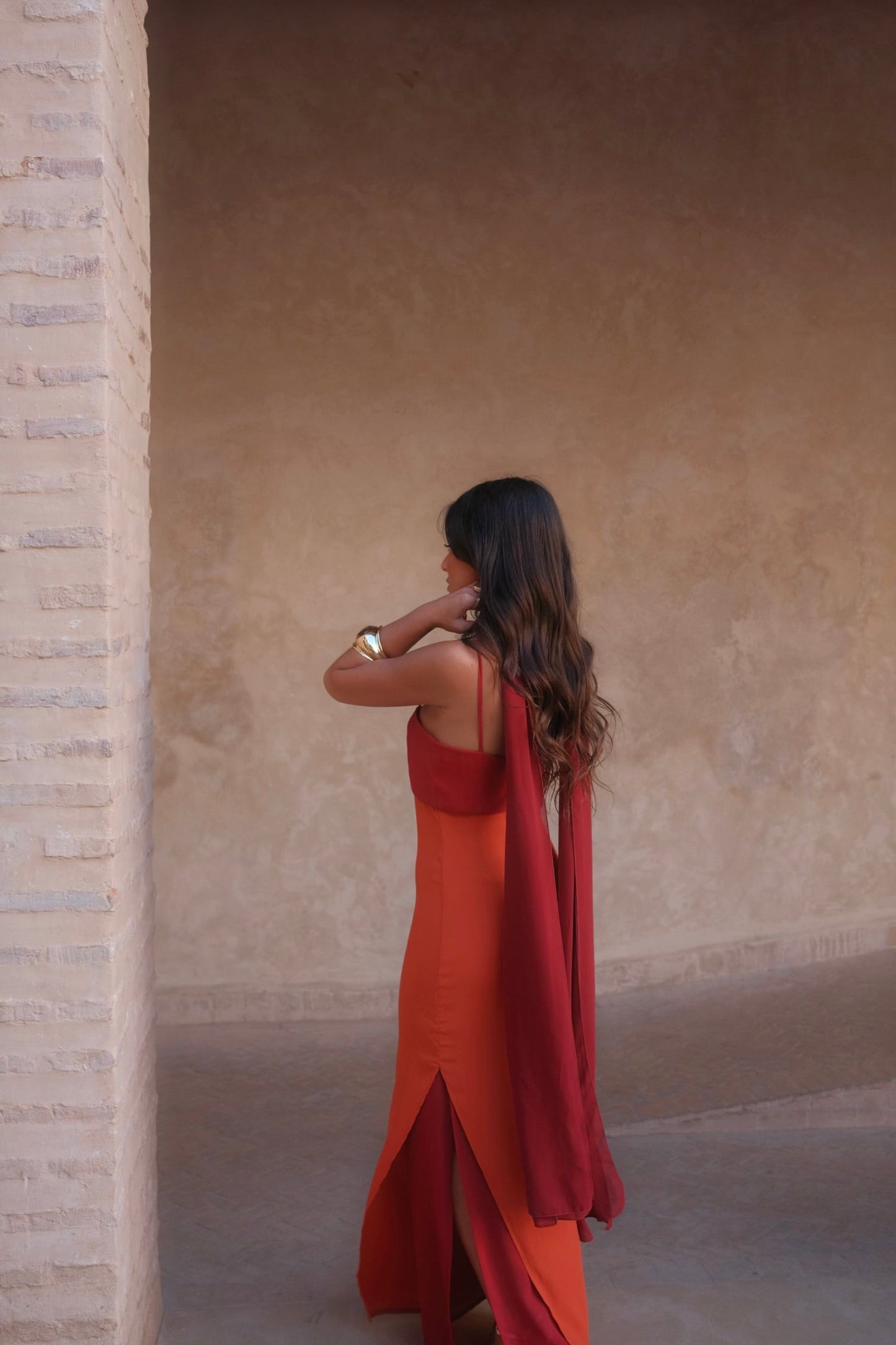 Abito Zahara in arancione e rosso