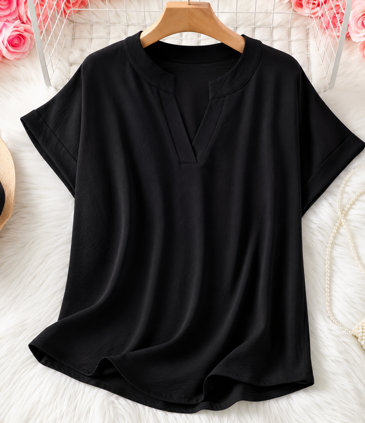 Blusa holgada informal con cuello en V