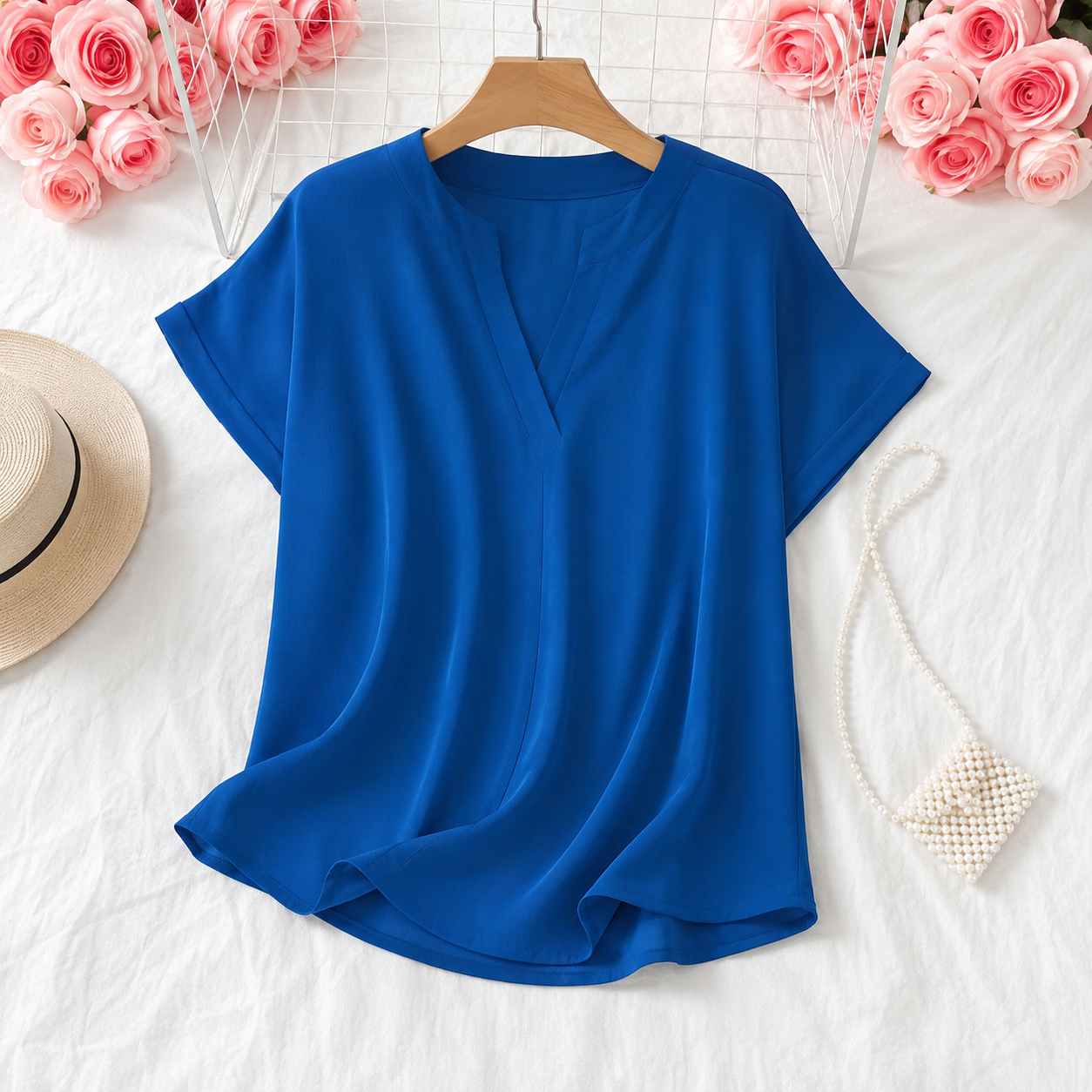 Blusa holgada informal con cuello en V