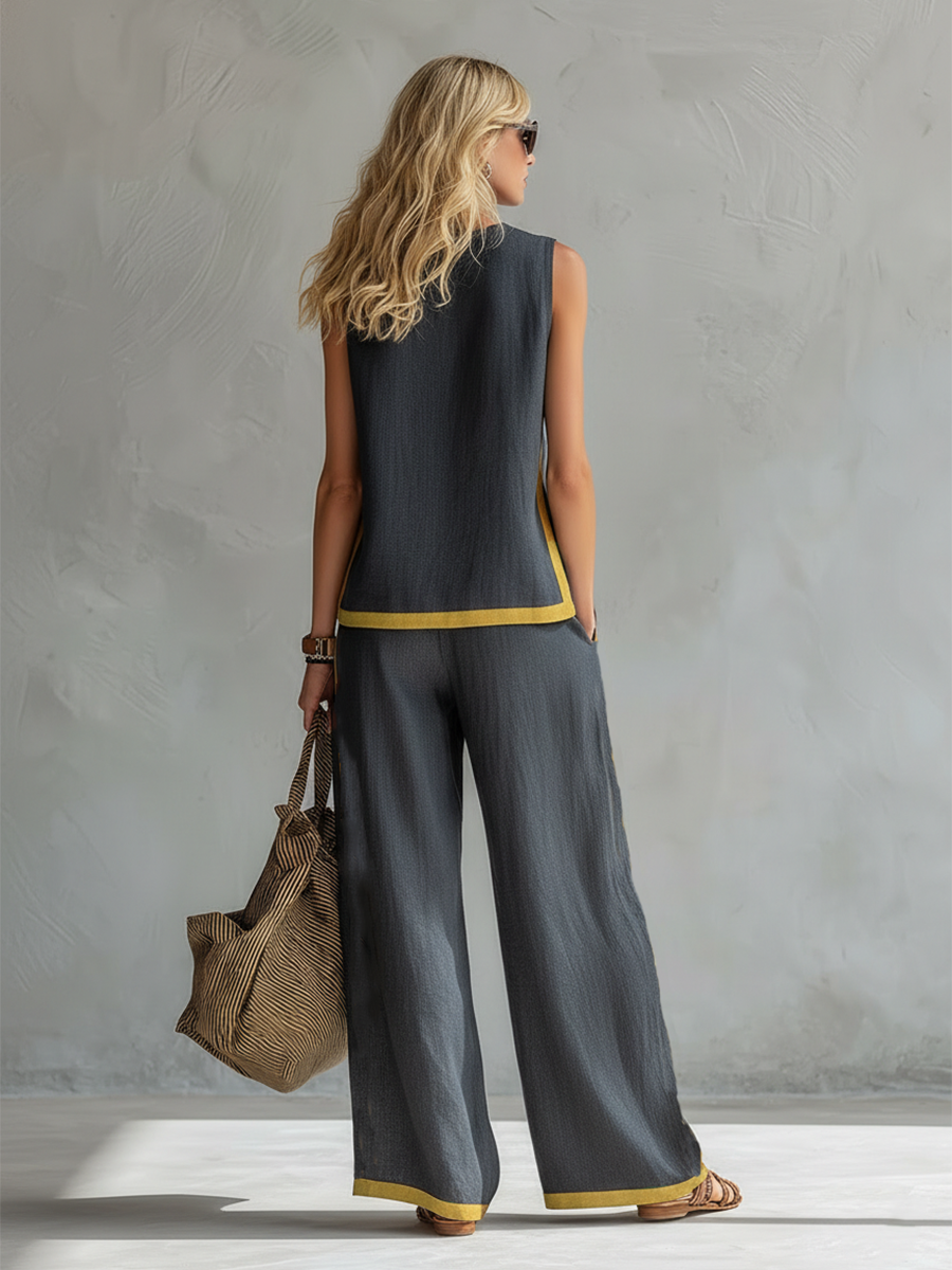 Leila - Elegante y casual conjunto de chaleco y pantalones