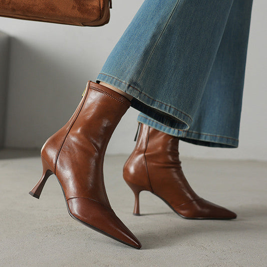 Ami Genuine Leather Heel Boots