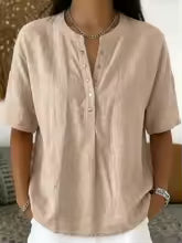 Camisa Henley de Lino para Mujer