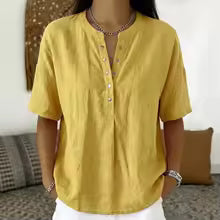 Camisa Henley de Lino para Mujer