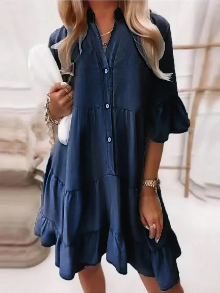 Amy | Vestito di jeans con volant