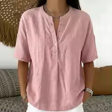Camisa Henley de Lino para Mujer