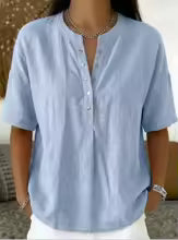 Camisa Henley de Lino para Mujer