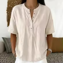 Camisa Henley de Lino para Mujer