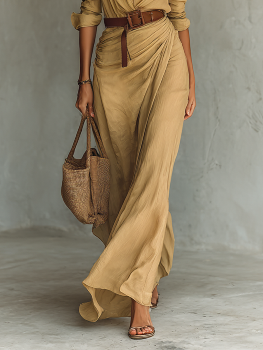 Vestito lungo dolcevita a maniche lunghe da donna