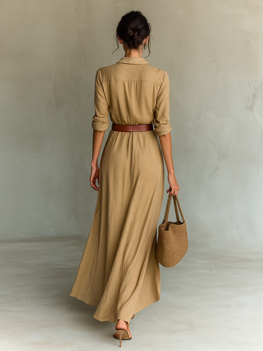 Vestito lungo dolcevita a maniche lunghe da donna