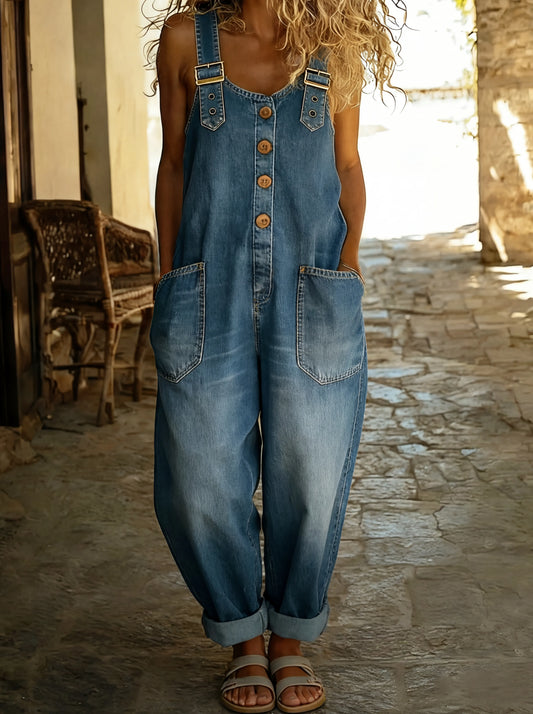Rocio™ - Mono informal de denim con hebilla ajustable.
