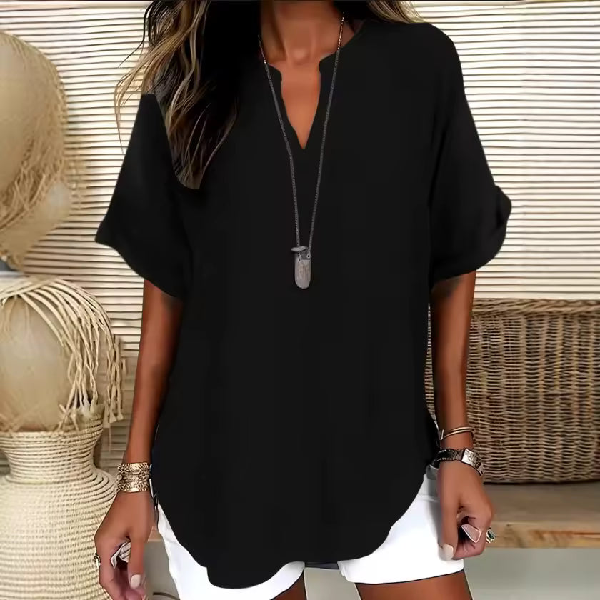 Blusa holgada informal con cuello en V