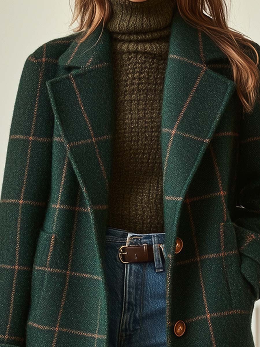 Firenze | Cappotto in tweed a quadri con revers retrò