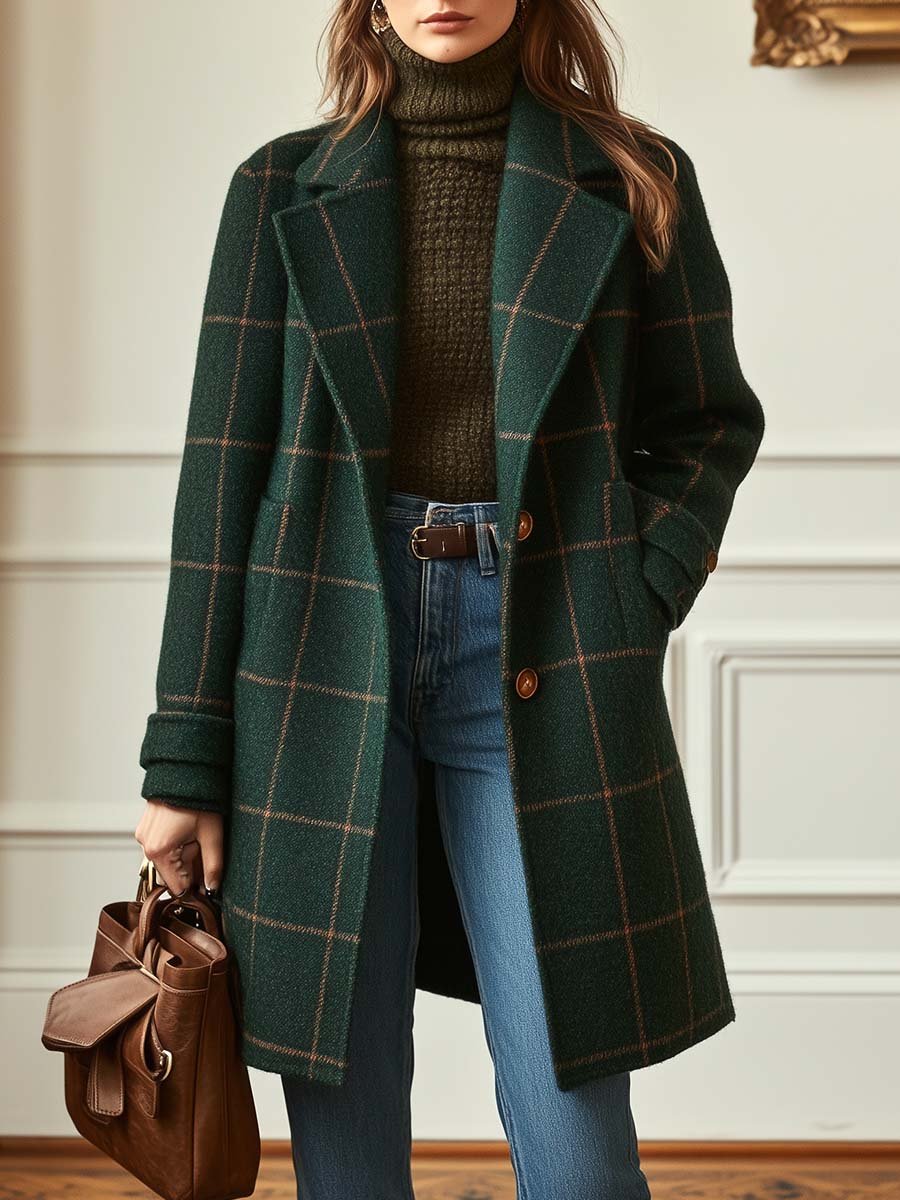 Firenze | Cappotto in tweed a quadri con revers retrò