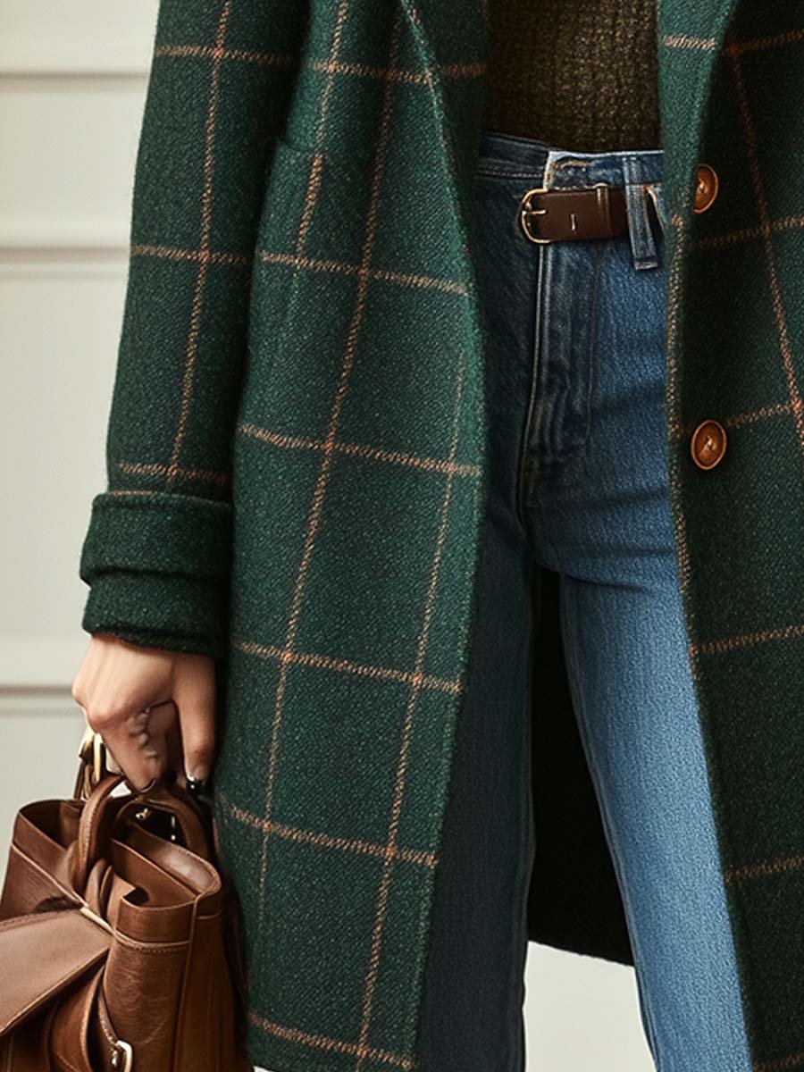 Firenze | Cappotto in tweed a quadri con revers retrò