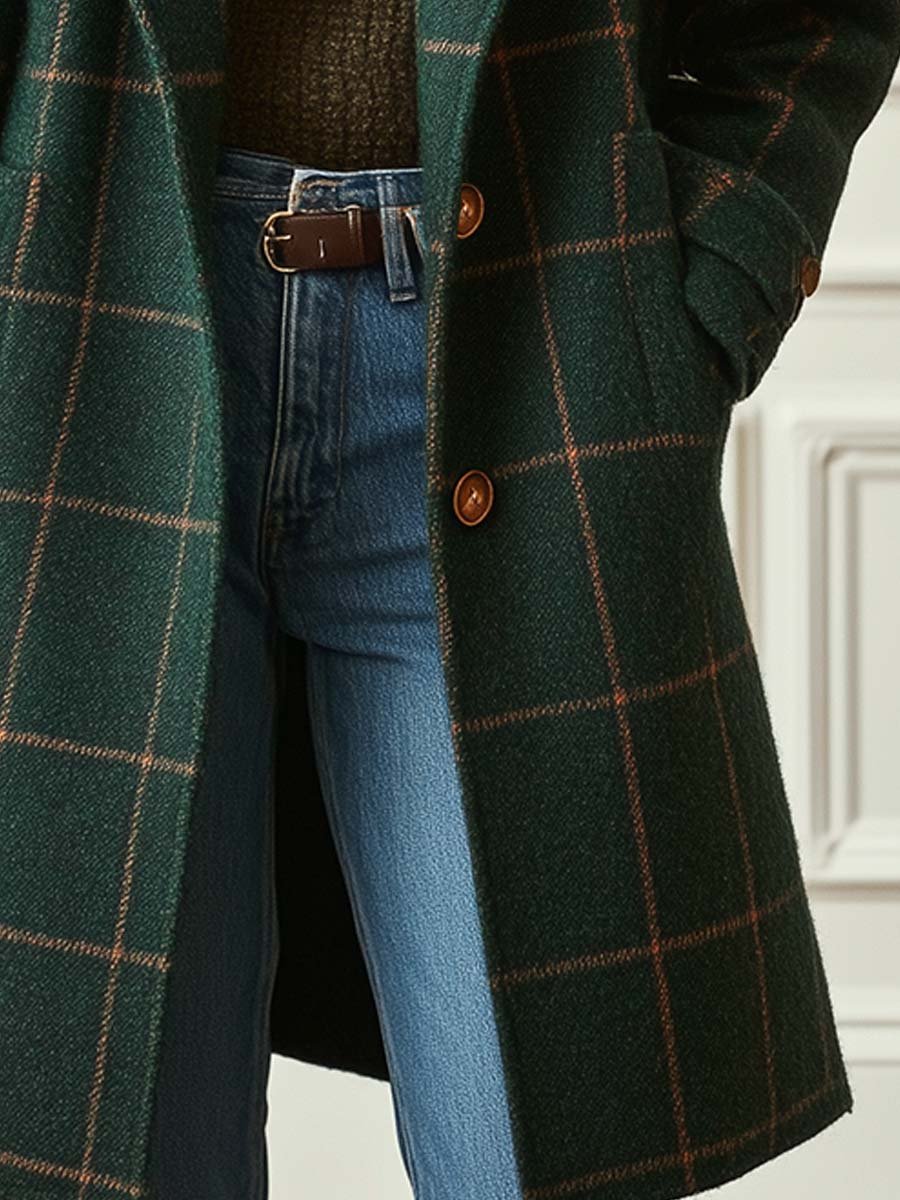 Firenze | Cappotto in tweed a quadri con revers retrò