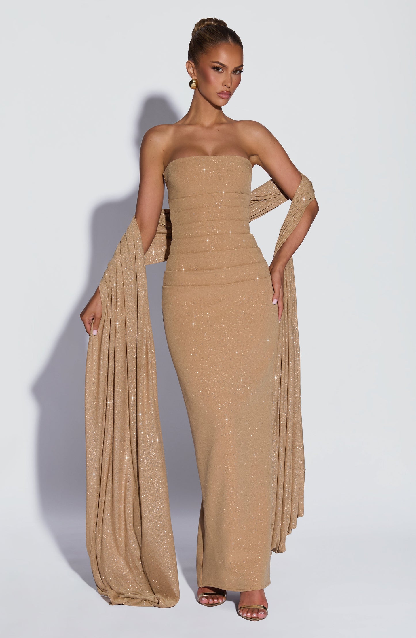 Maxi abito Pandra - Lurex oro