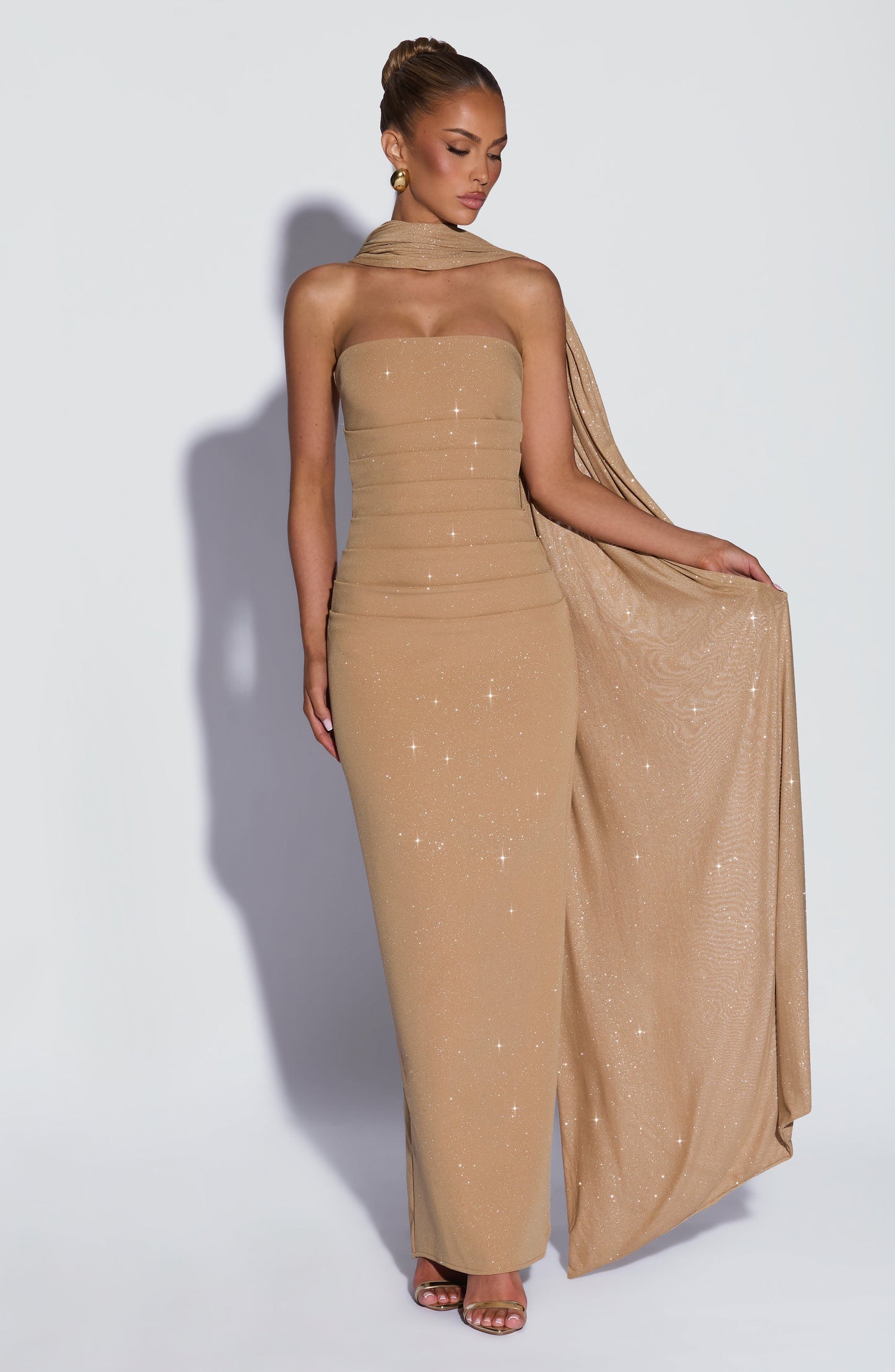 Maxi abito Pandra - Lurex oro