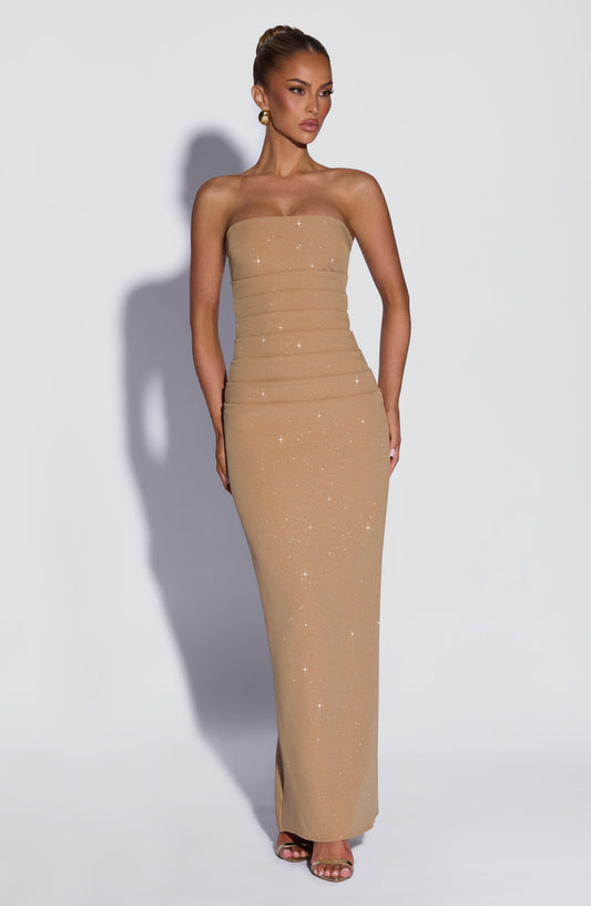 Maxi abito Pandra - Lurex oro