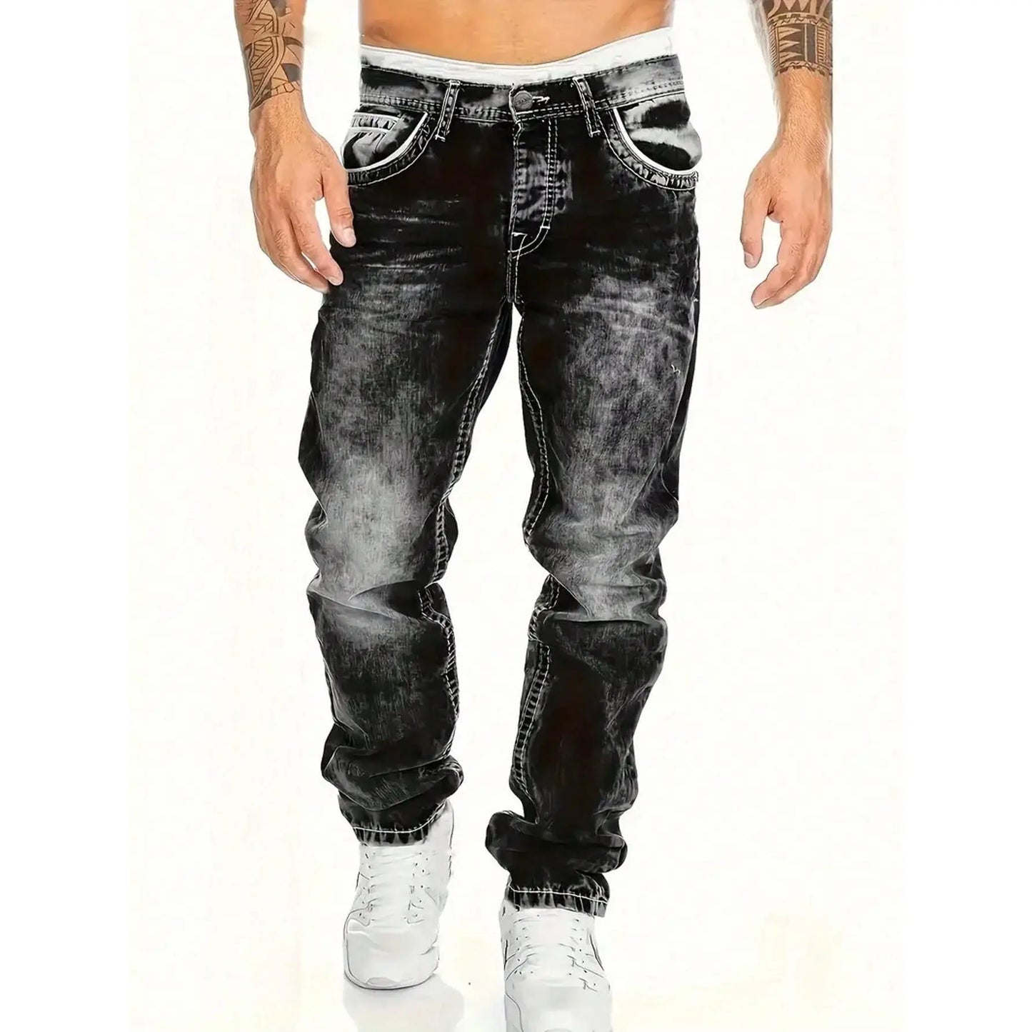 Vaqueros elásticos creativos para hombre, estilo minimalista, ideales para el verano, estilo emo.